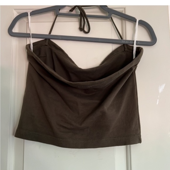 Vintage ENERGIE Y2K Women’s Crop Top Cowl Neck Halter Army GREEN size L - Picture 2 of 6